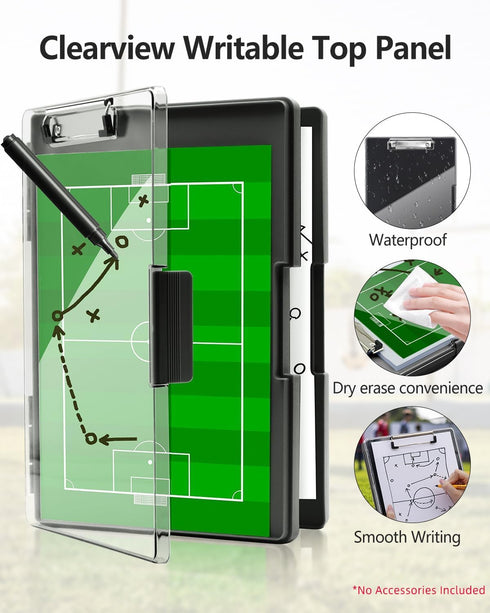 Clearview Clipboard with 2 Storage, Heavy Duty 8.5x11 Dry Erase ClipBoards with Pen Holder - Black