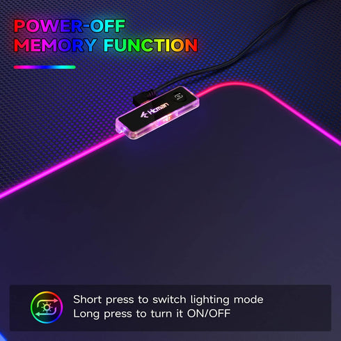 Hcman RGB Gaming Mouse Pad - Large LED Light Mousepad with Non-Slip Rubber Base (31.5 x 12 Inch)