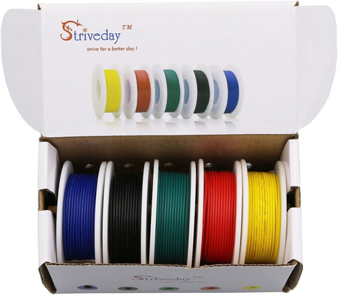 18 AWG Flexible 1007 Wire Tinned Copper Electric Wire, 18 Gauge Copper Hook Up Wire 300V Cables for DIY Kit.
