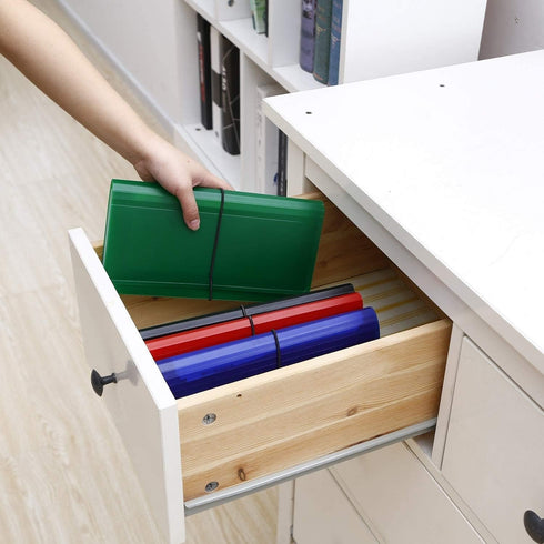 SEEKIND 4 Pack Expanding File Folder, 10.4' x 5.5' Accordion Document Organizer with 13 Pockets, Water Resistant for