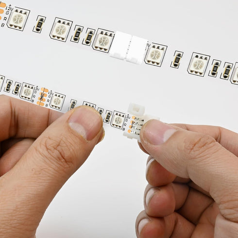 Dirvcp 20-Pack 4-Pin 8mm 5050 (8MM-4PIN) PBT Fireproof LED Strip Connectors, Solderless Gapless Adapter for Wide RGB