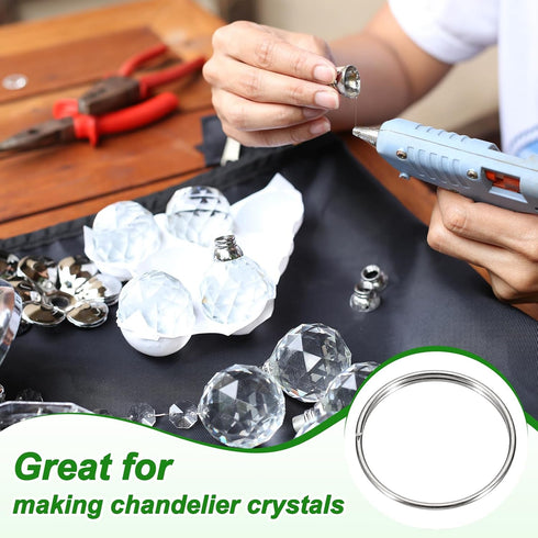 300pcs 13mm 304 MECCANIXITY Mini Split Rings, Stainless Steel Jump Ring Small Round Ring Clips Crystals Suncatcher