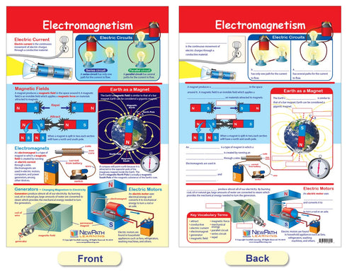 NewPath Learning Electricity & Magnetism Bulletin Board Charts, Set of 3, Laminated, 12" x 18"