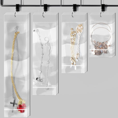 4 Size Clear Hanging Bags, Resealable Self-Sealing Bags for Jewelry Packaging, 400 Pieces