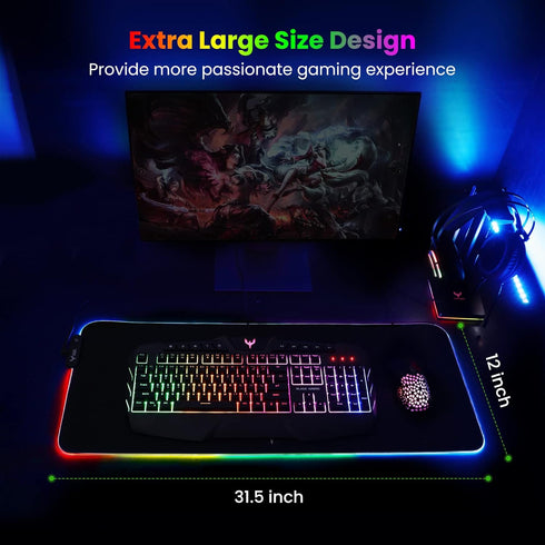 BladeHawks Extra Large RGB Gaming Mouse Pad - 14 Light Modes, Extended Soft LED Mouse Pad, Anti-Slip Rubber Base