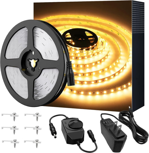 Warm LED Strip Lights,Onforu16.4ft Dimmable Strip Lighting,3000K 5m 12v Tape Light, 2835