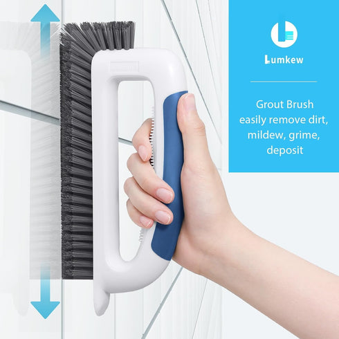 Blue,1 Lumkew Grout Cleaner Brush for Floors Tile Corner, V Shape Stiff Scrubber Cleaning Bathroom Shower, Pcs