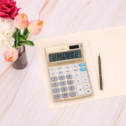 Calculator Standard Function Desktop Calculator Portable Solar Power Calculator 12 Digit Large LCD Display Basic Office Calculator Handheld for Daily Basic Office