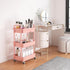 Calmootey 3-Tier Rolling Utility Cart with Drawer, Multifunctional Storage Organizer with Plastic Shelf & Metal Wheel,