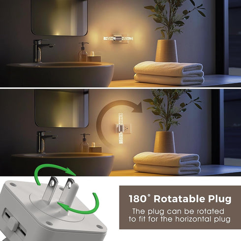 180 Dimmable 100LM, 3000K, 2 Pack L LOHAS LED Night Light, Night Lights Plug into Wall, Rotating, Auto Light Sensor