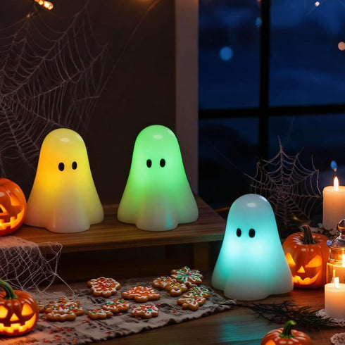 Flamless 18-key 12 Eldnacele Ghost Flickering Candles with Remote and Timer, Color Changing Battery Operated Spooky