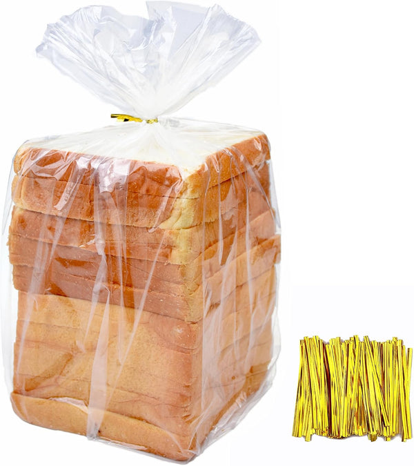 Homrelaxy 120Pcs Plastic Bread Bags for Homemade Bread and 120 Ties, 18 x