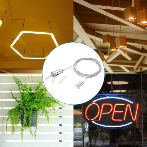 2m/6.6ft 4 Set 1 PATIKIL Ceiling Hanging Wire Cable Kit, Adjustable Light Suspend Cable Kit Panel Hanging Rope Clamp
