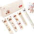 Mangpung 7Pcs Beige Cute Cat Stationery Gifts Set School Supplies Kawaii Japanese Stationery