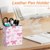 DOHTDGT 4.3" Pink Bow Tie PU Leather Pen Holder for Desk, Pencil Cup Makeup Brush Holder, Desk Organizer for Office