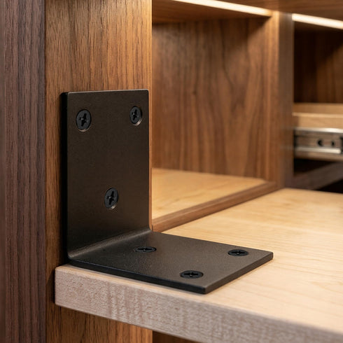 4Pcs 90 (2.6X2.6 Alise Shelf Brackets Black, Stainless Steel Floating Shelf Brackets Corner Brackets, L Brackets