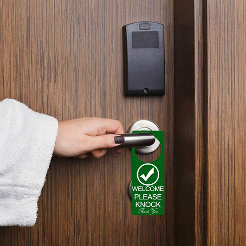 Do Not Disturb Door Hanger Sign, 2Pack Double Sided Please Do Not Disturb and Welcome Please Knock, 9 X 3 inches