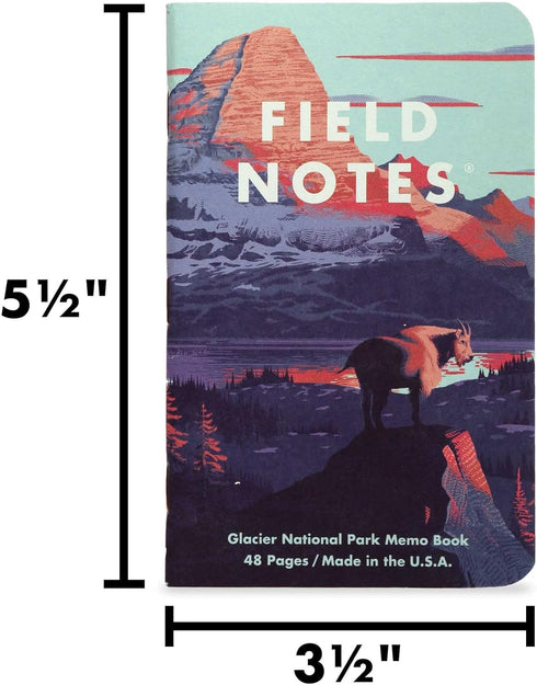 Field Notes National Parks Series F - Glacier, Hawai'I Volcanoes, Everglades - Graph Paper Memo Book 3-Pack 3.5 x 5.5