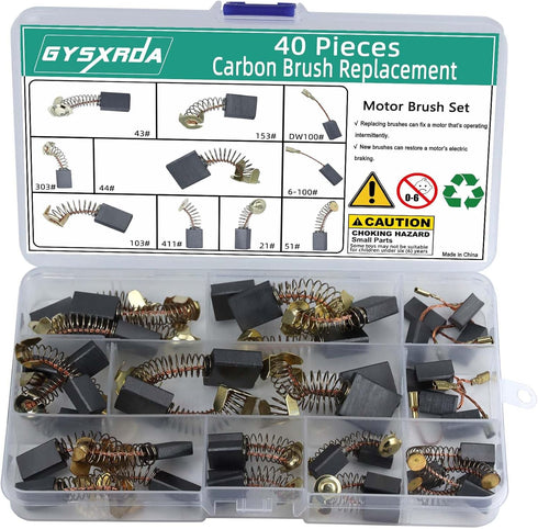 Electric Motor Carbon Brushes Set, 40 Pack Replacement Repair Kit for Power Tools