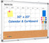 Monthly Calendar Whiteboard Dry Erase Cork Board Combo, 30" x 20" Magnetic Double-Sided Calendar