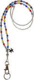Beaded Breakaway Autism Colors Women's Lanyard, Made in USA, 34" for ID Badge Card Holder