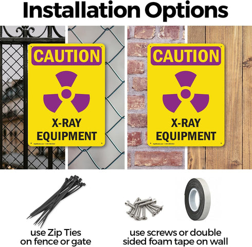 (2 Pack) X-Ray Equipment OSHA Caution Radiation Sign 12 Inch X 18 Inch Rust-Free Aluminum Metal Signs