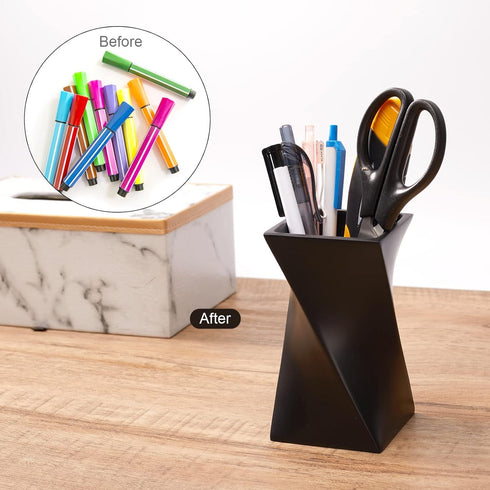 Pen Holder, Durable Resin Desk Organizer, Pencil Holder for Office, Classroom, Makeup Brush Holder for Home