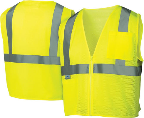 Pyramex Safety RVZ2110X2 Hi-Vis Lime Vest, RVZ21 Series, Size 2X Large