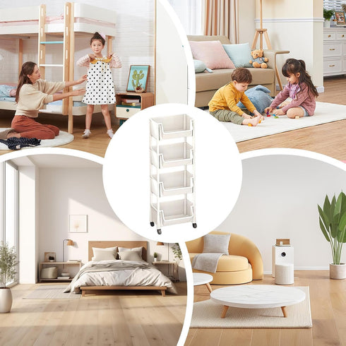 Generic Rolling Cart Organizer Mobile Storage Rack, Toy Bookshelf, Slim Book Organizer | Multi-Tier Shelf Storage