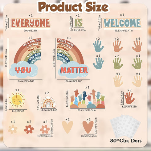 Boho Bulletin Board Decorations for Classroom 35Pcs Everyone is Welcome Positive Motivational Affirmation Wall Decor