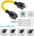 3.3FT 12AWG Heavy Duty Extender AC Plug Adapter, 15 Amp Household to 20 Amp T Blade Power Extension Cord