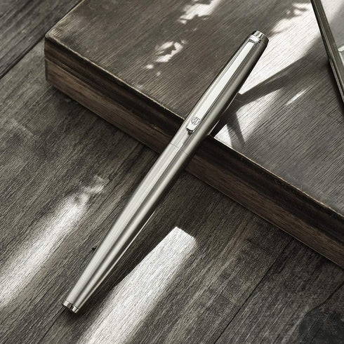HongDian Stainless Steel Fountain Pen, Iridium Fine Point with Converter and Metal Pen Box