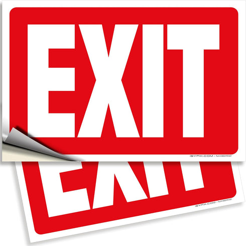 iSYFIX Exit Signs Stickers, 2 Pack 10x7 Inch, Premium Self-Adhesive Vinyl, Laminated for UV, Weather, Scratch, Water