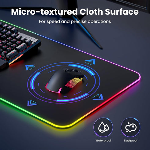 BladeHawks RGB Gaming Mouse Pad with 4-Port USB Hub, 14 Lighting Modes, Oversize Anti-Slip Rubber Base for Desk