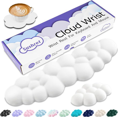 Sushret Cloud Wrist Rest Keyboard, Cloud Keyboard Wrist Pad Set with PU