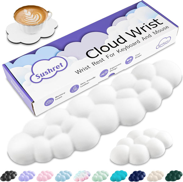Sushret Cloud Wrist Rest Keyboard, Cloud Keyboard Wrist Pad Set with PU
