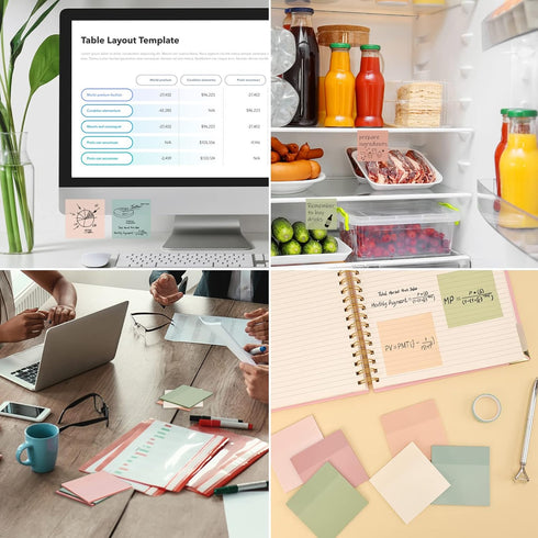 EOOUT Transparent Sticky Notes, 6 Pads 3x3 Inch, 300 Sheets Pastel Clear Self-Adhesive Waterproof Notes for School