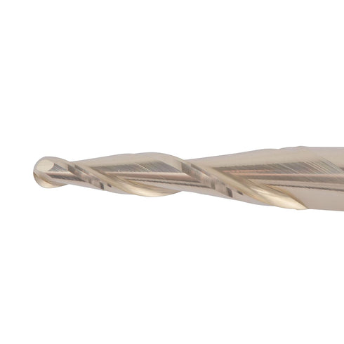 SpeTool Tapered Ball Nose End Mill 1/4" Shank, 1/16" Cutting Radius, ZrN Coated for 3D Carving Engraving Router Bit