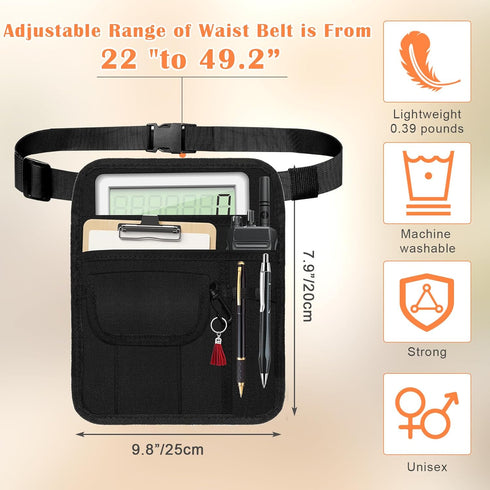 Solaradgy Premium Server Pouch, Beautyflier Waist Apron for Cash Adjustable Belt Waitress Apron with Pockets & Buckle