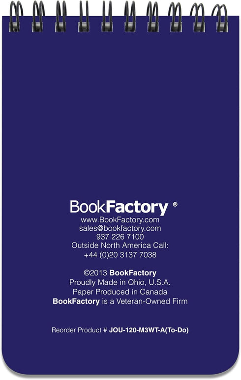 BookFactory To Do List Notebook/Journal, 120 Pages, 3.5 x 5.25, Durable Translucent Cover, Wire-O Bound