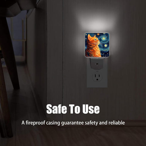 Cat Night Light, Lonely Ginger Cat Night Lights Plug into Wall Decor for Bedroom, Bathroom, Hallway, Kitchen, Dusk