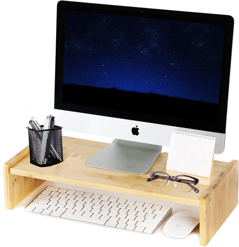 KINLINK Solid Wood Monitor Stand Riser, Monitor Riser with 2 Adjustable Height,