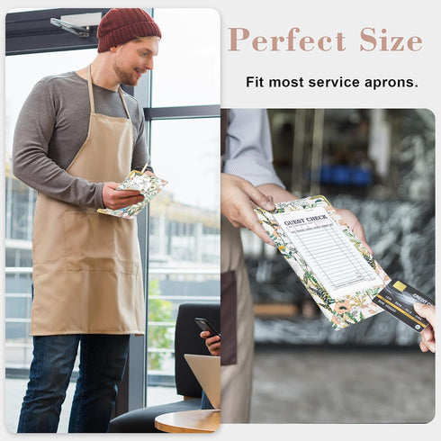 YeeCASE 2Pack Flower Server Book for Waitress with Zipper Pouch, Fits Waitress Apron,Receipt Holder with High Volume