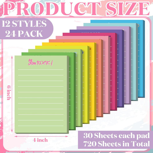 Yinder 24 Pcs Inspirational Sticky Notes with Lines 4 x 6 Inch Motivational Notepads Colorful Positive Sticky Notes Appreciation Gifts for Women Nurse Coworker Teacher School Office(Appreciation)