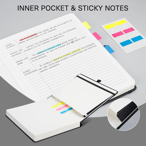 EMSHOI Meeting Notebook for Work, 240 Pages, A4 Project Planner, PU Leather Meeting Agenda/Minutes Journal Organizer,