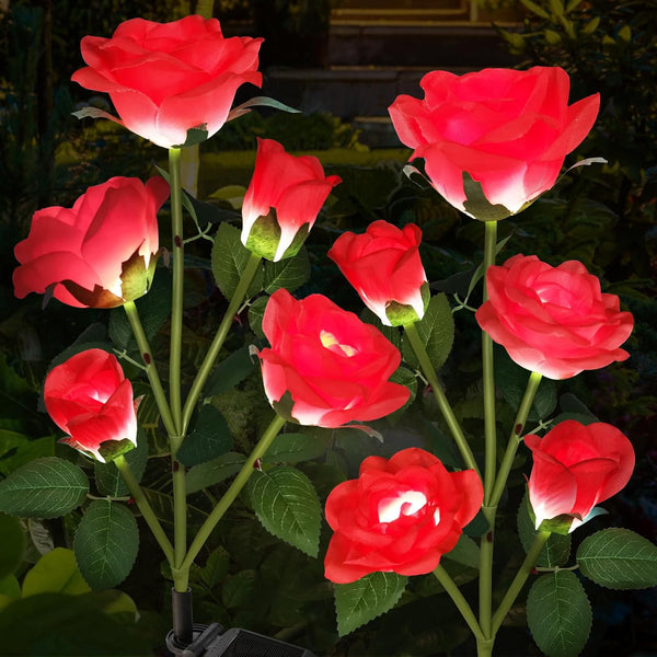 Solar Garden Lights, Solar Outdoor Lights with More Realistic 10 Rose Waterproof