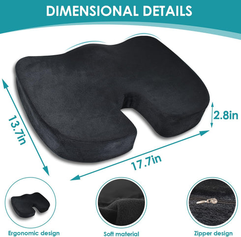 Orthopedic Memory Foam Coccyx Seat Cushion - Ideal for Home, Office, and Car