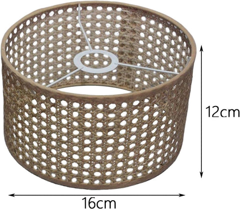 Ioensy 16cmx12cm Rattan Lampshade, Drum Lampshade for Table Lamp, Floor Lamp, Droplight, Pendant Light Cover for Home