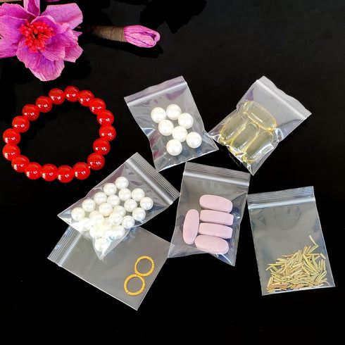 200pcs 1" x 2" 2 Mil Small Plastic Bags, Resealable Clear Mini Zip Lock Poly Baggies for Jewelry Parts, Pills, Beads, Tiny Items by JIUMEI