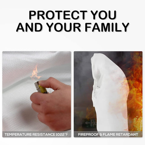 FLASLD Fire Blanket for Home and Kitchen, Emergency Fiberglass Fire Blankets, Flame Retardant Protection (3 ft x 3 ft)